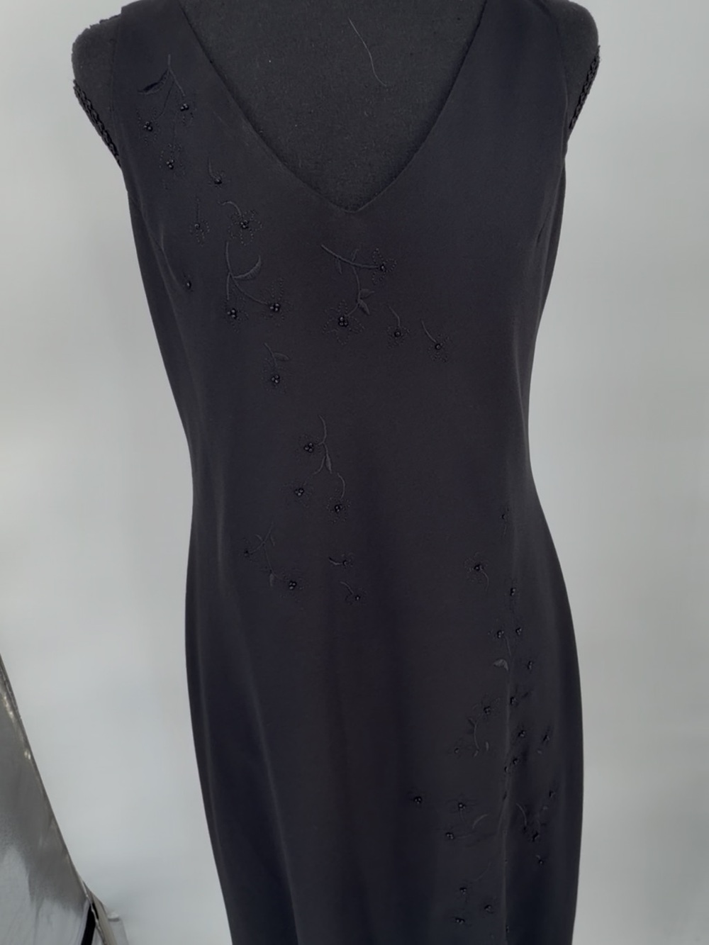 Y2K 'Rachel Green' Jones Wear Black Sleeveless‎ V-Neck Maxi Dress